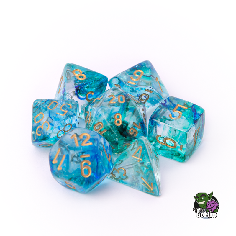 Chessex 7 Die Sets - Nebula TM Oceanic/gold Luminary 7-Die Set Würfel Dices